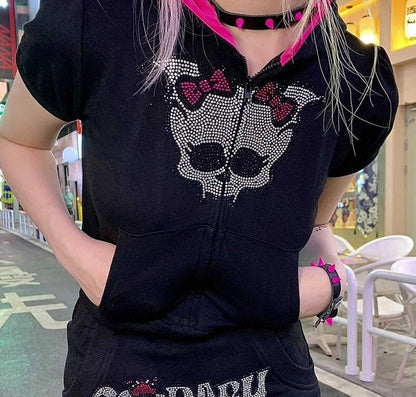 Monster High Skull Short Sleeve Hoodie