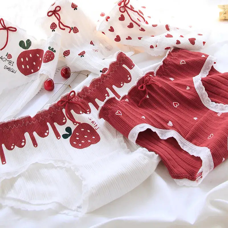 Red Strawberry Heart Panties