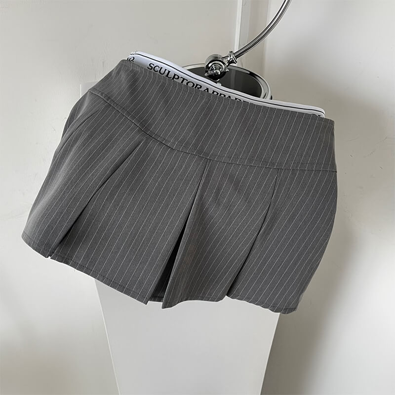 Patchwork Y2K Pleated Mini Skirt