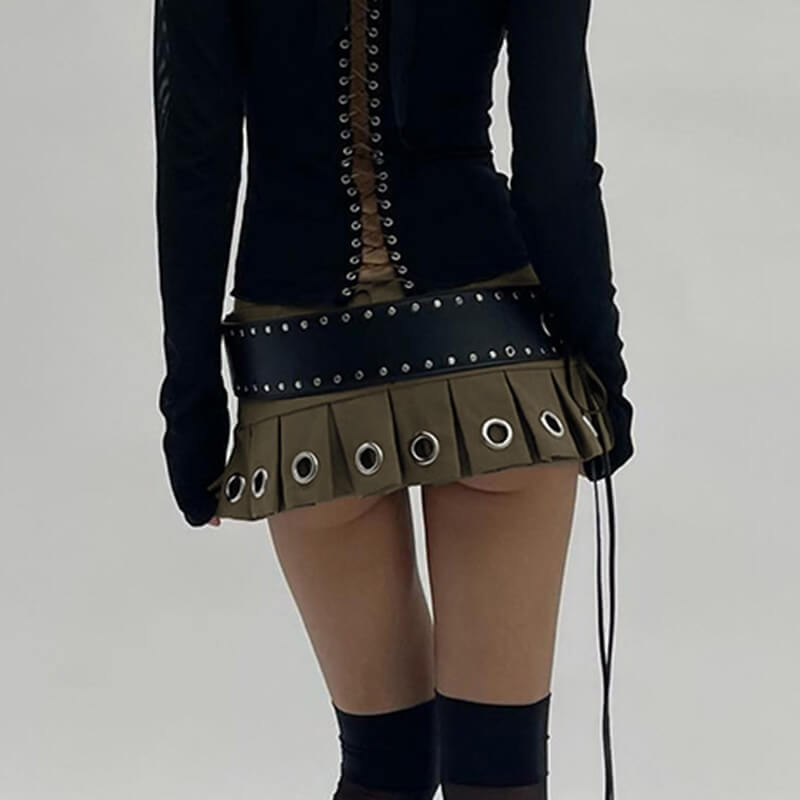 Steam punk Mini Skirt with Belt