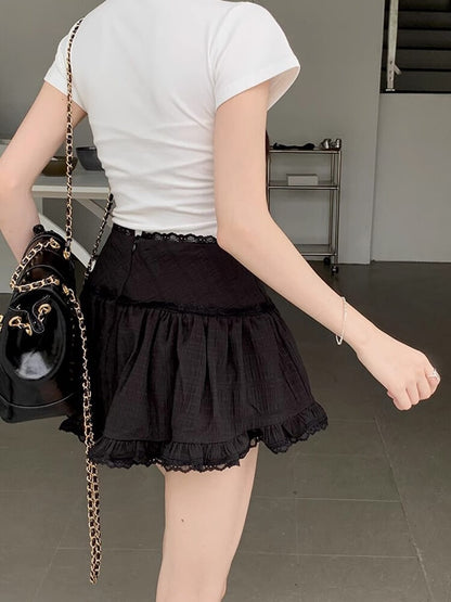 Fairy Core Ruffle Trim Mini Skirt