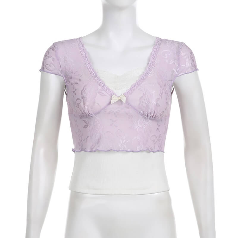 Y2K Lace Cami Patchwork Cropped Top