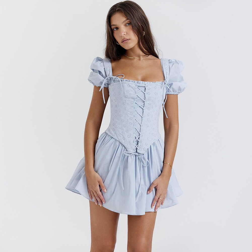 Cinderella Puff Sleeve Corset Dress