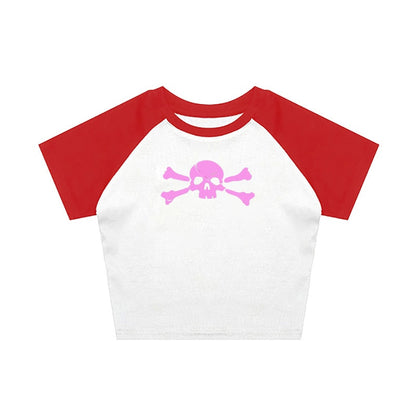 Shop Pink Skull Gothic T Shirt , tops , Killer Lookz , crop top, Crop tops, croptop, halloween, school, top, tops , Killer Lookz , killerlookz.com