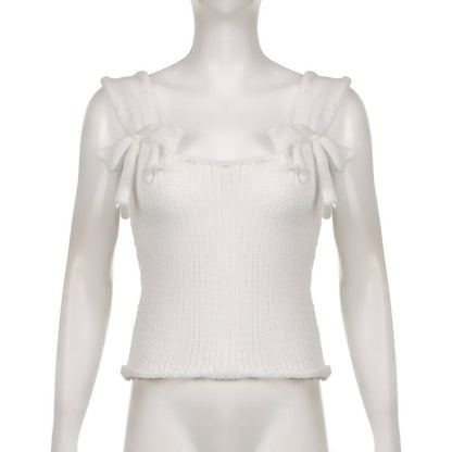 Transparent Knitted Bow Sweater