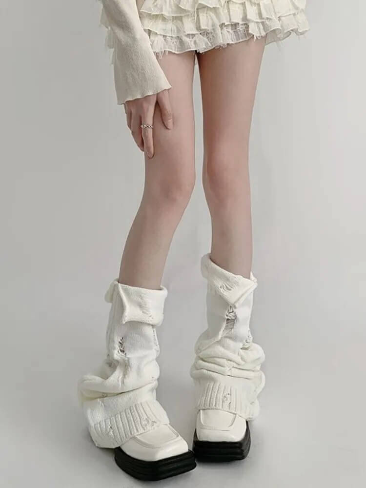 Distressed Hollow Out Leg Warmers