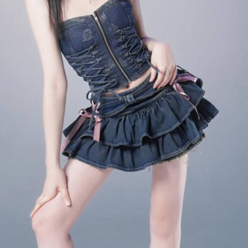 Japanese Y2k Denim Mini Skirt