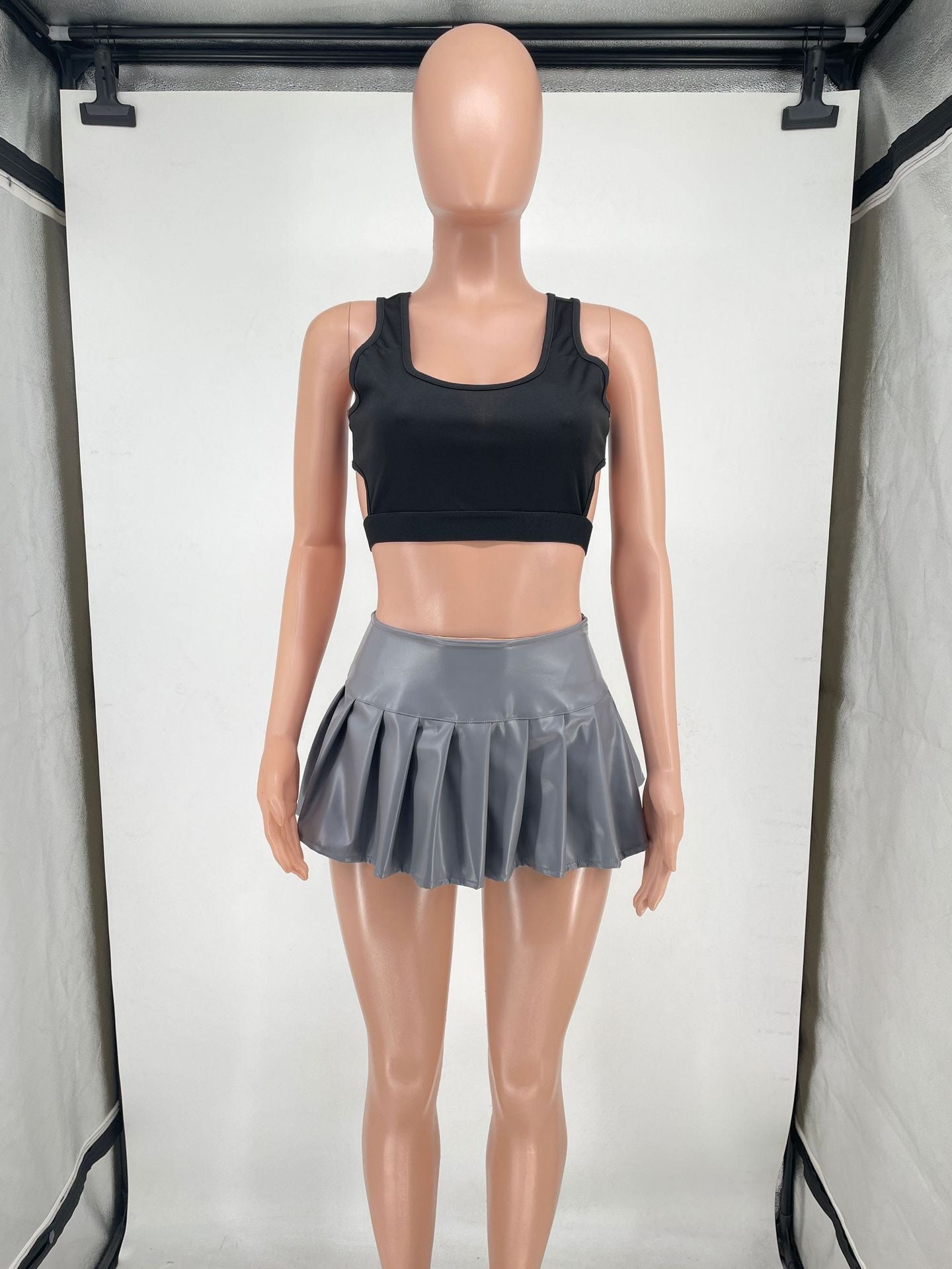Shop PU Leather Solid Pleated Mini Skirt , skirt , Killer Lookz , bottoms, cute, miniskirt, skirt, skirts , Killer Lookz , killerlookz.com
