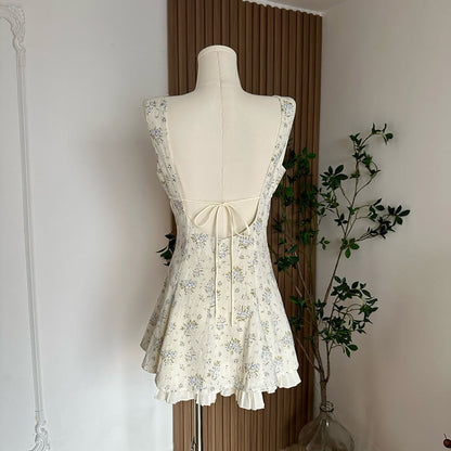 Suspender A-line Floral Mini Dress