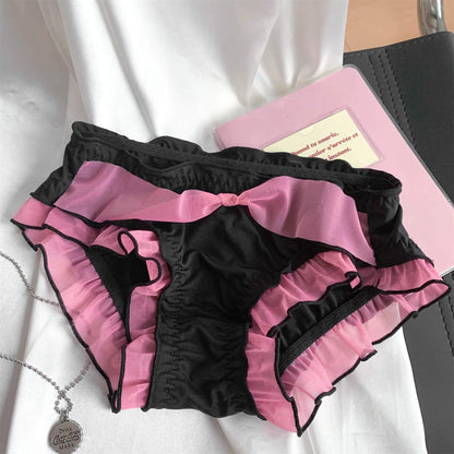 Black Pink Bow Up Panties
