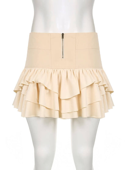 Chic Irregular Ruffles Hem Mini Skirt