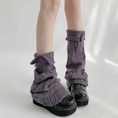 Distressed Hollow Out Leg Warmers