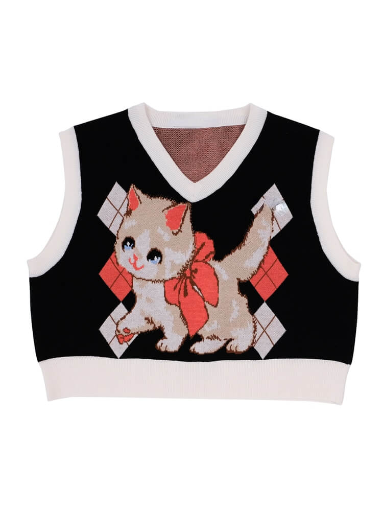 Kitty Cat Knitted Vest