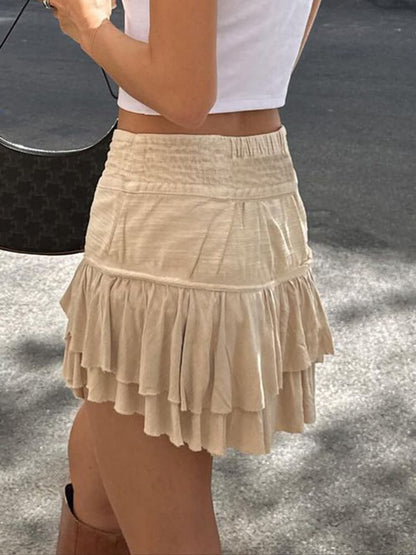Chic Irregular Ruffles Hem Mini Skirt