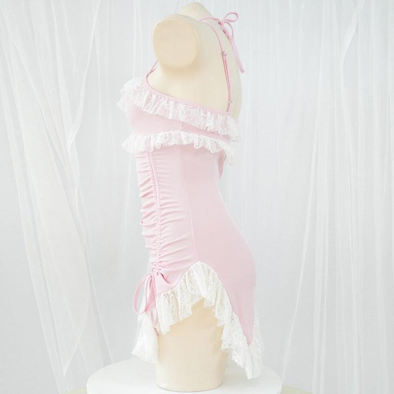 Shop Pastel Mini Bodycon Ruffle Swimsuit Bikini Lingerie in Pink , , Killer Lookz , bikini, dress, fairy, lingerie, swim, swimwear , Killer Lookz , killerlookz.com