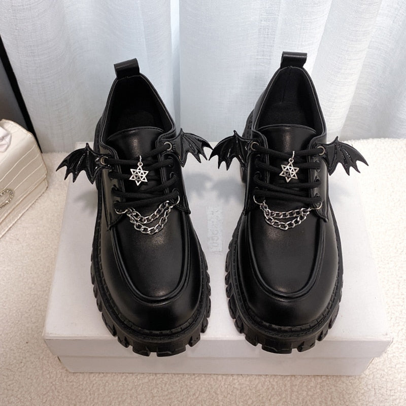 Shop Gothic Metal Bat Wing Mary Janes , shoes , Killer Lookz , halloween, mary janes, plat, plats, shoe, shoes , Killer Lookz , killerlookz.com