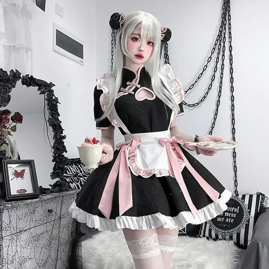 Kawaii Heart Pink Lolita Maid Dress