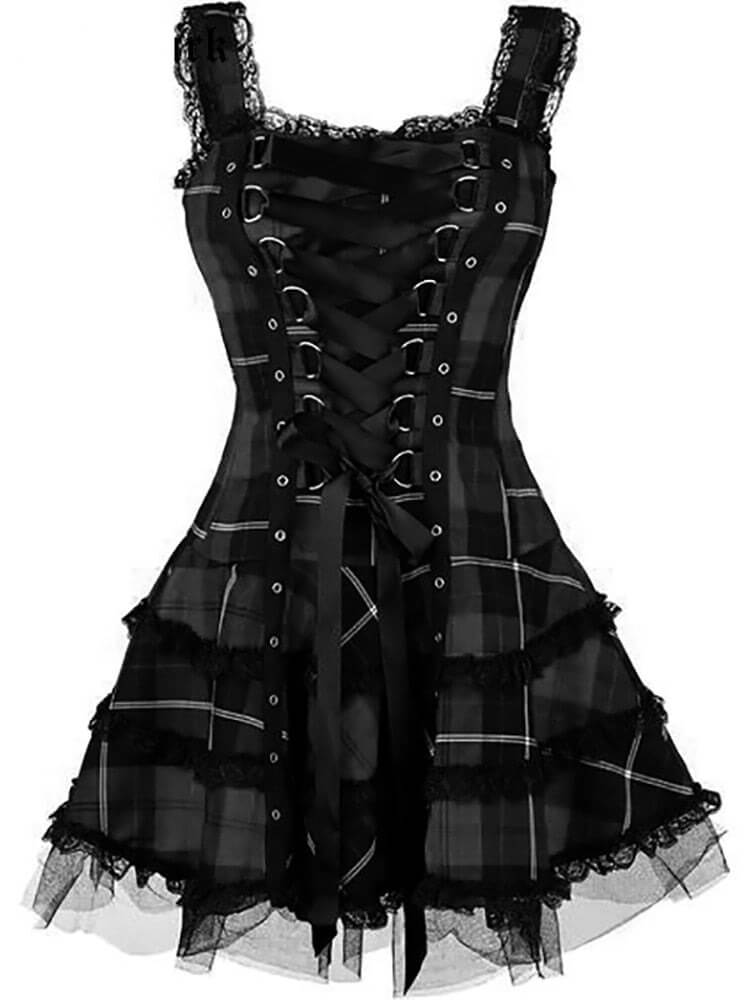 Plaid Gothic Corset Dress