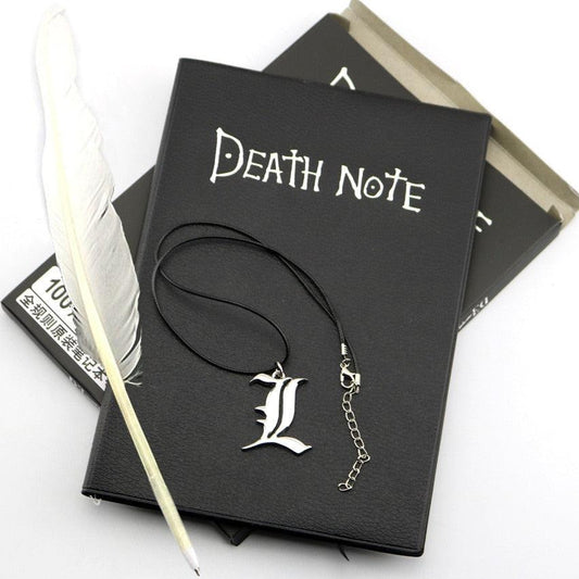 Shop Death Note Notebook Set Leather Journal and Necklace Feather Pen, cosplay, Killer Lookz, academia, anime, black, cosplay, dark, everyday, extra, game, gaming, halloween, kawaii, new, sale, sales, set, sets, toy, Killer Lookz, killerlookz.com 