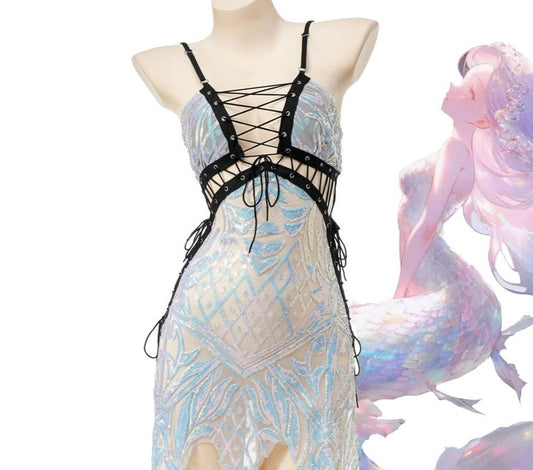 Mermaid core Rave Mini Dress