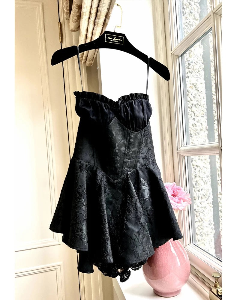 Evelyn Jacquard Corset Strapless Mini Dress