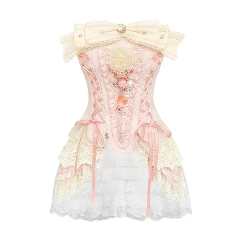 Bow Tie Cake Pastel Corset and Shorts Set