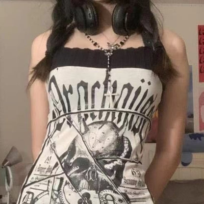 Gothic Nevermore Skull Print Mini Dress