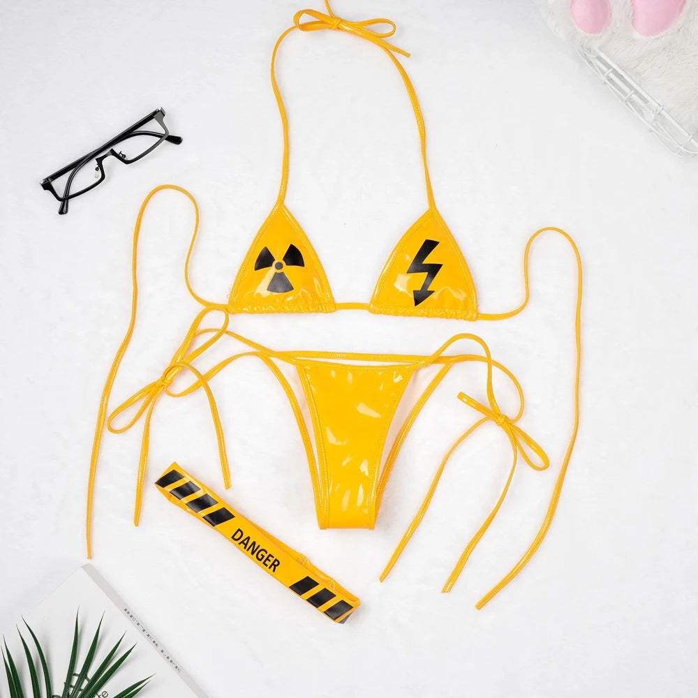 Danger Warning Yellow Bikini