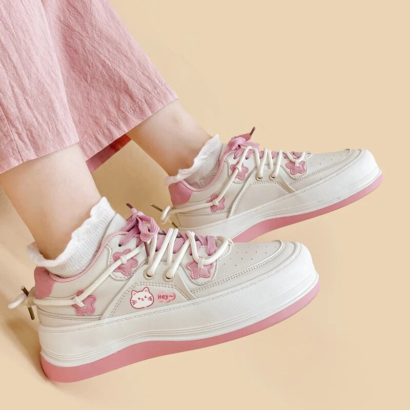 Pink Kitty Chunky Tennis Shoes