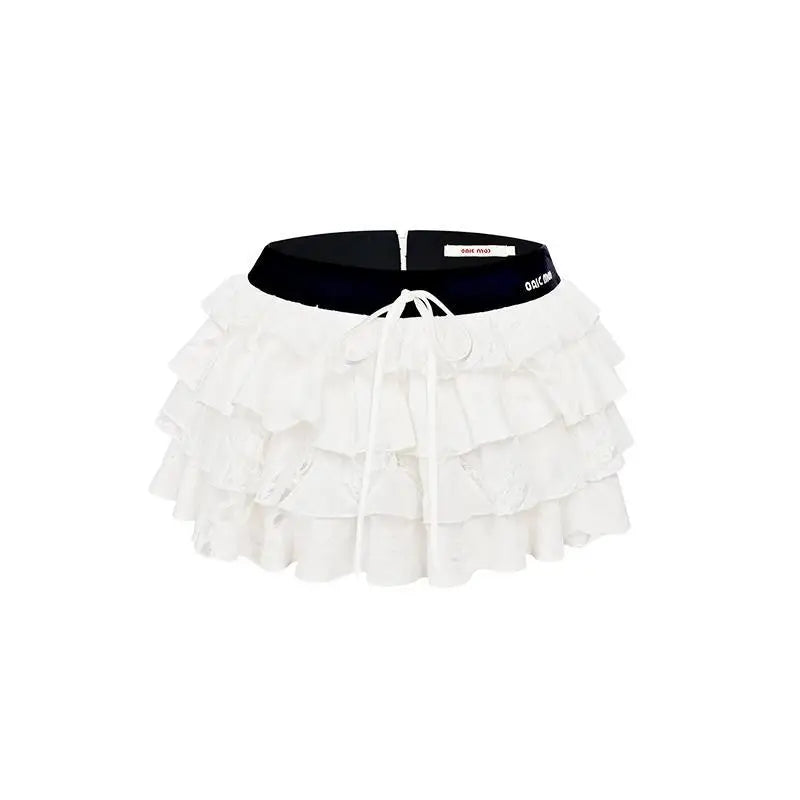 Cake Sexy Ruffle White Mini Skirt