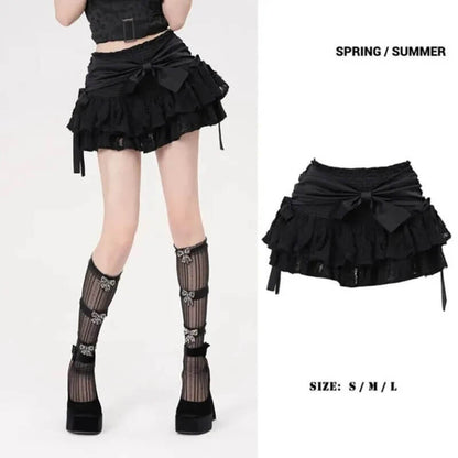 Black Bow High Waisted Fluffy Skirt