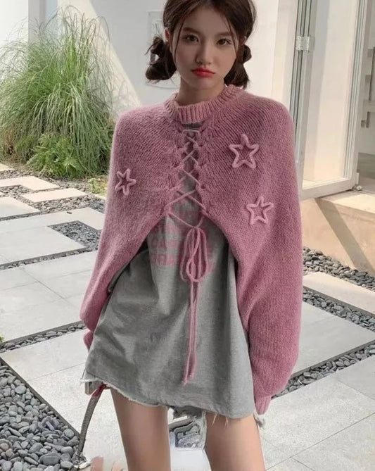 Star Knitted Love Sleeve Shawl