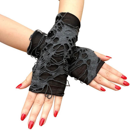 Gothic Black Fingerless Hand Warmers
