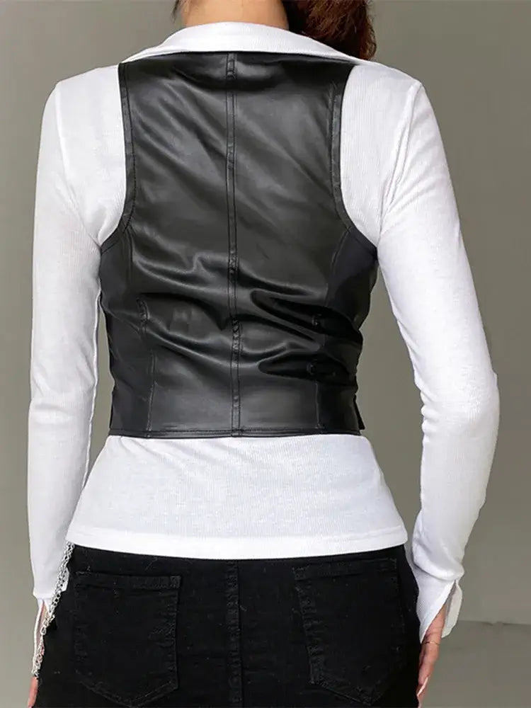 Black Gothic Leather Vest
