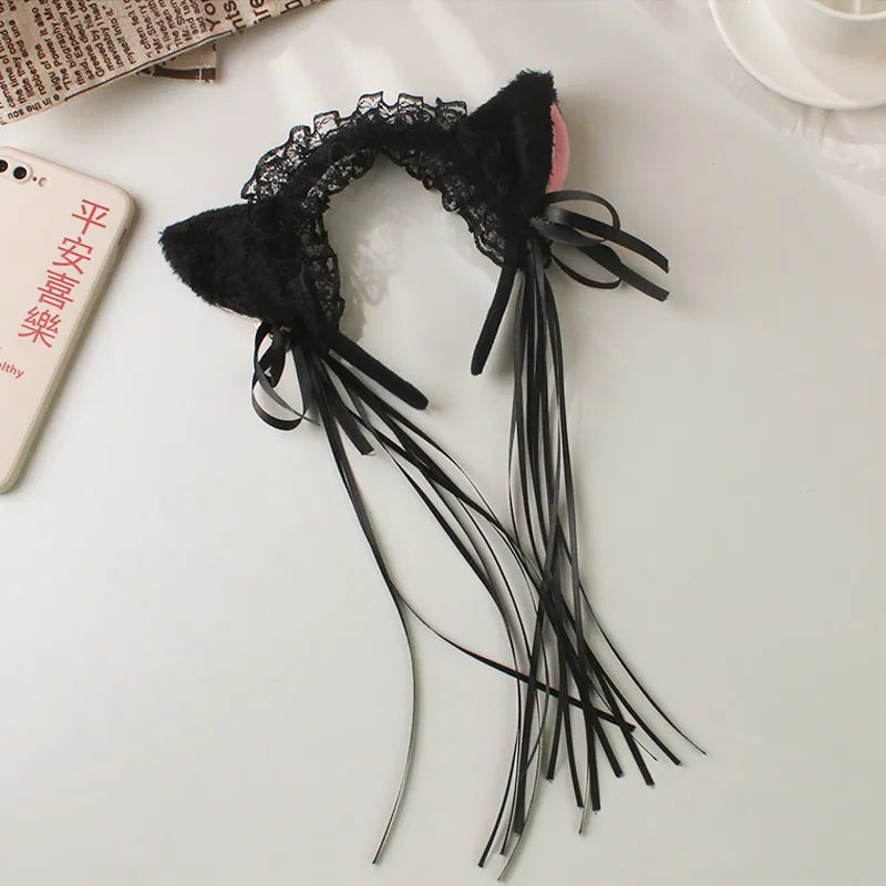 Gothic Lolita Maid Cat Lace Headband