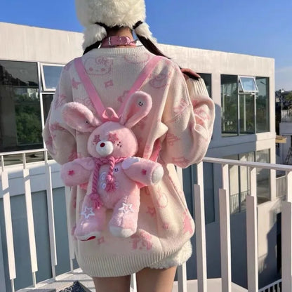 Pink Plush Bunny Backpack