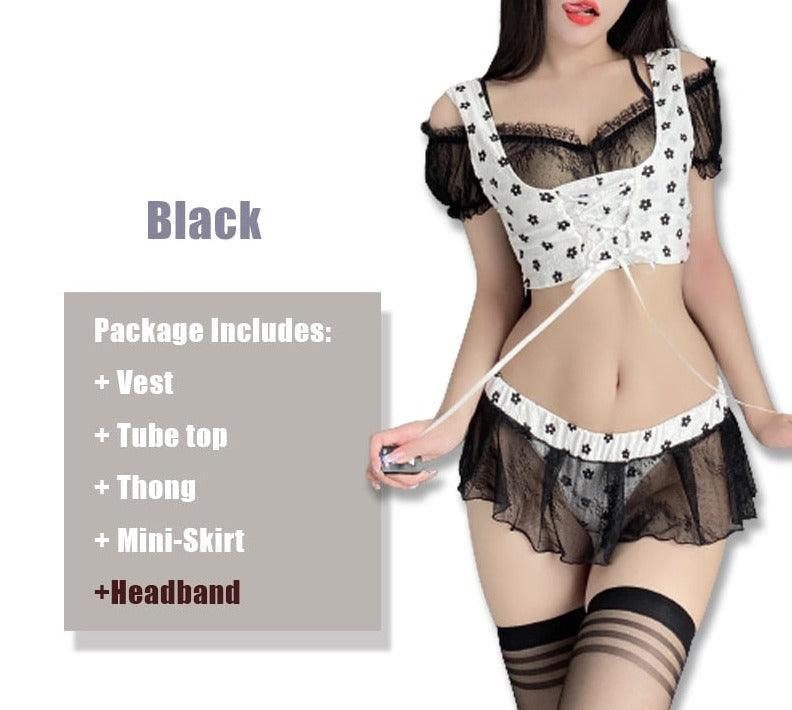 Shop Black and White Top and Skirt Set , lingerie , Killer Lookz , Lingerie, sets , Killer Lookz , killerlookz.com