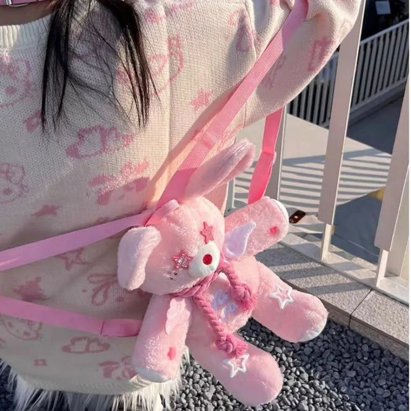 Pink Plush Bunny Backpack