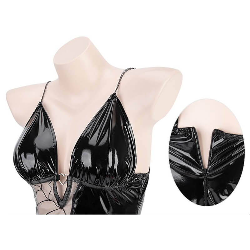 Spider Web Hollow Leather Lingerie Dress