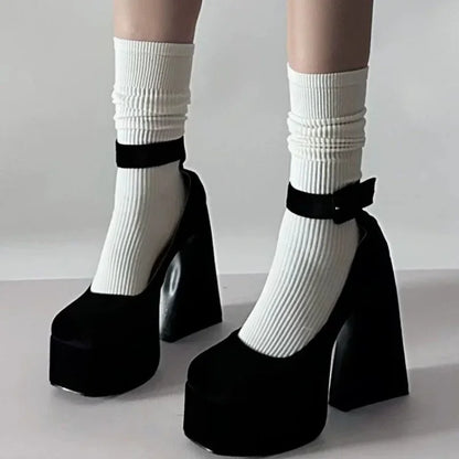 To The Moon Black Platform Heels