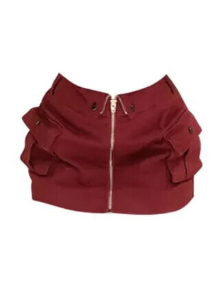 Hotshot Red Zipper Denim Skirt