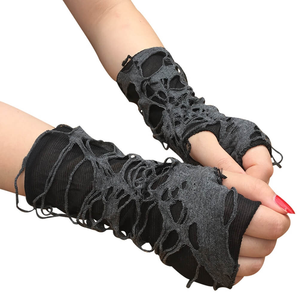 Gothic Black Fingerless Hand Warmers