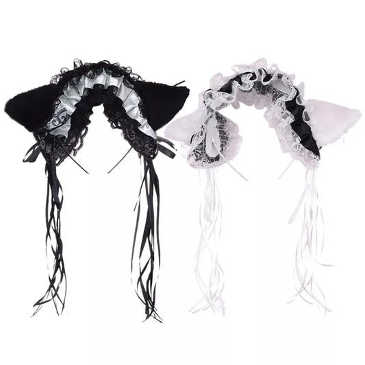 Gothic Lolita Maid Cat Lace Headband