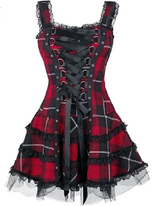 Plaid Gothic Corset Dress