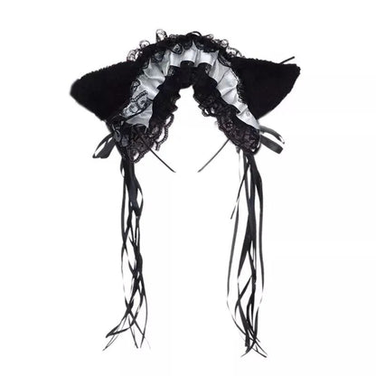 Gothic Lolita Maid Cat Lace Headband