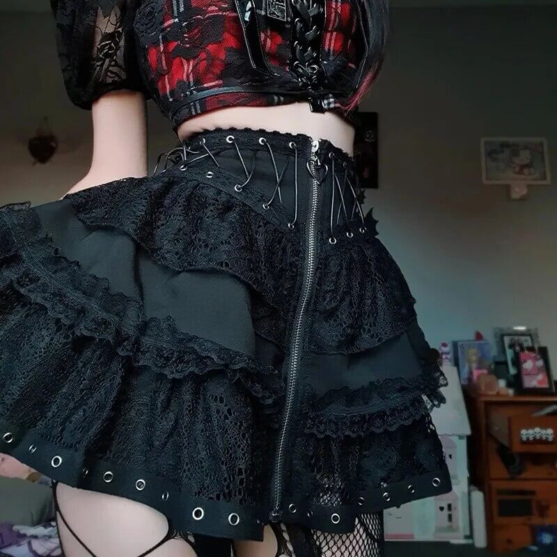 Gothic Skater Punk Vintage High Waist Skirt