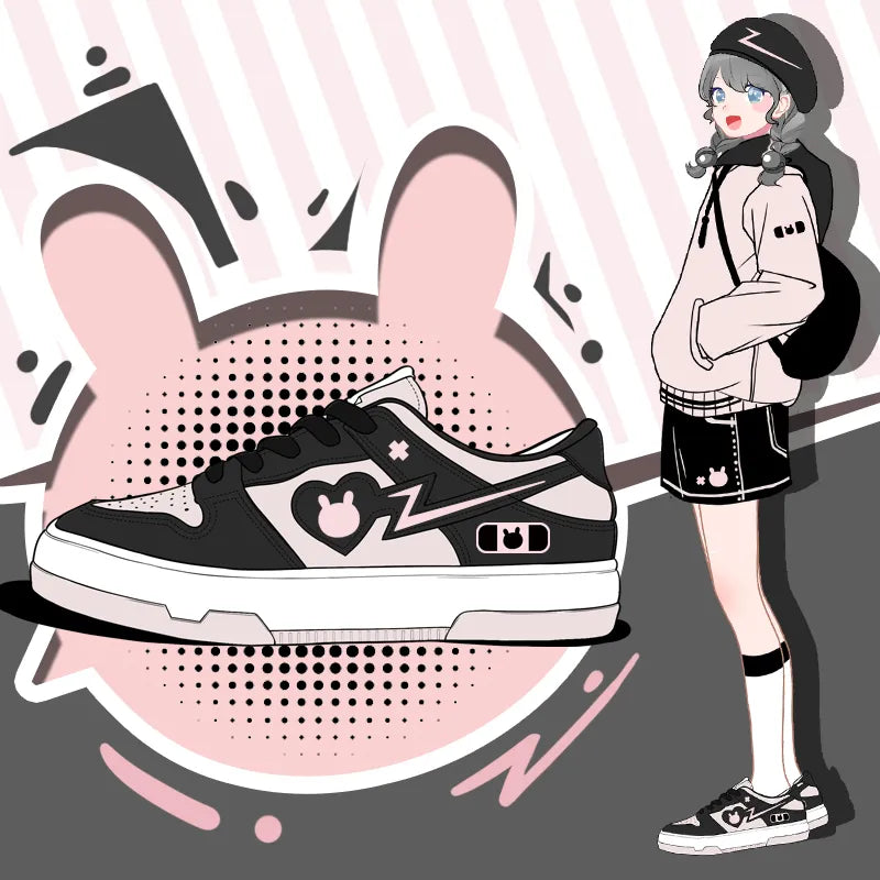 Bunny Girl Black Pink Sneakers