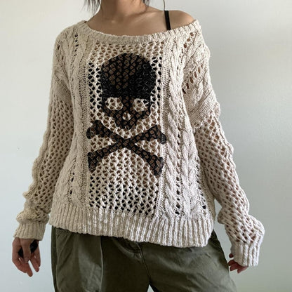 Harajuku Grunge Skeleton Print Sweater