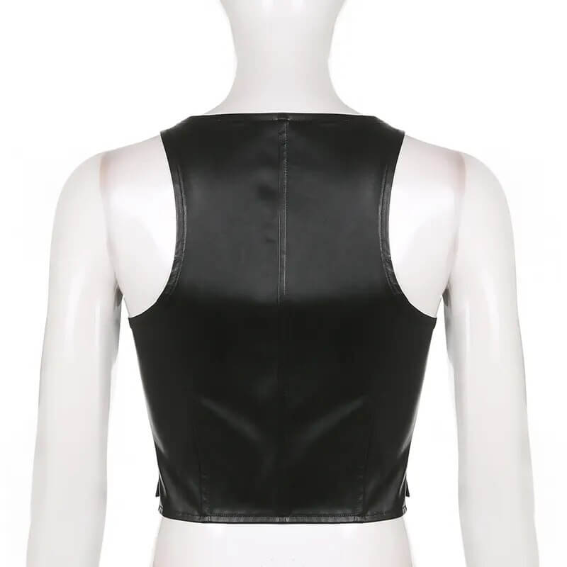 Black Gothic Leather Vest