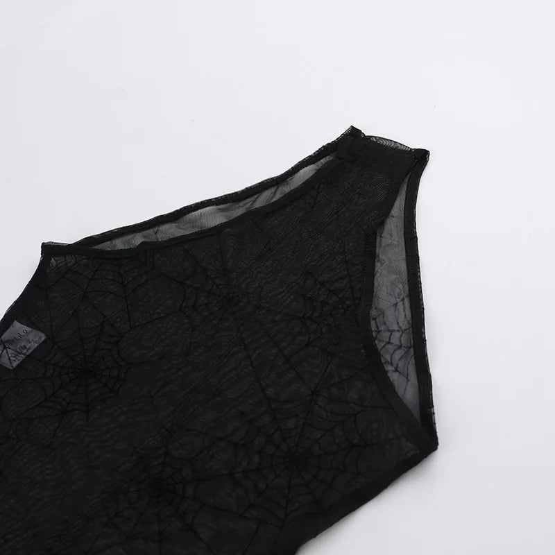 Trumpet Sleeve Spider Web Bodysuit